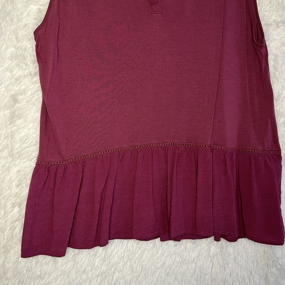 LOFT Top Women Large Crochet Accents V-Neck Peplum Relaxed Casual Boho - Picture 3 of 11